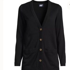 Lands' End Women's Black Fine Gauge Cardigan